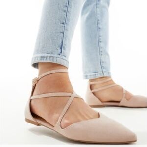 ASOS Wide Fit Pointed Ballet Flats ◦ Beige ◦ Strappy ◦ Flats
